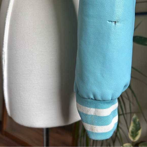 Daisy Varsity Jacket Custom Embroidered Red Heel BlueTurquoise Citch Small AS IS - Picture 7 of 8